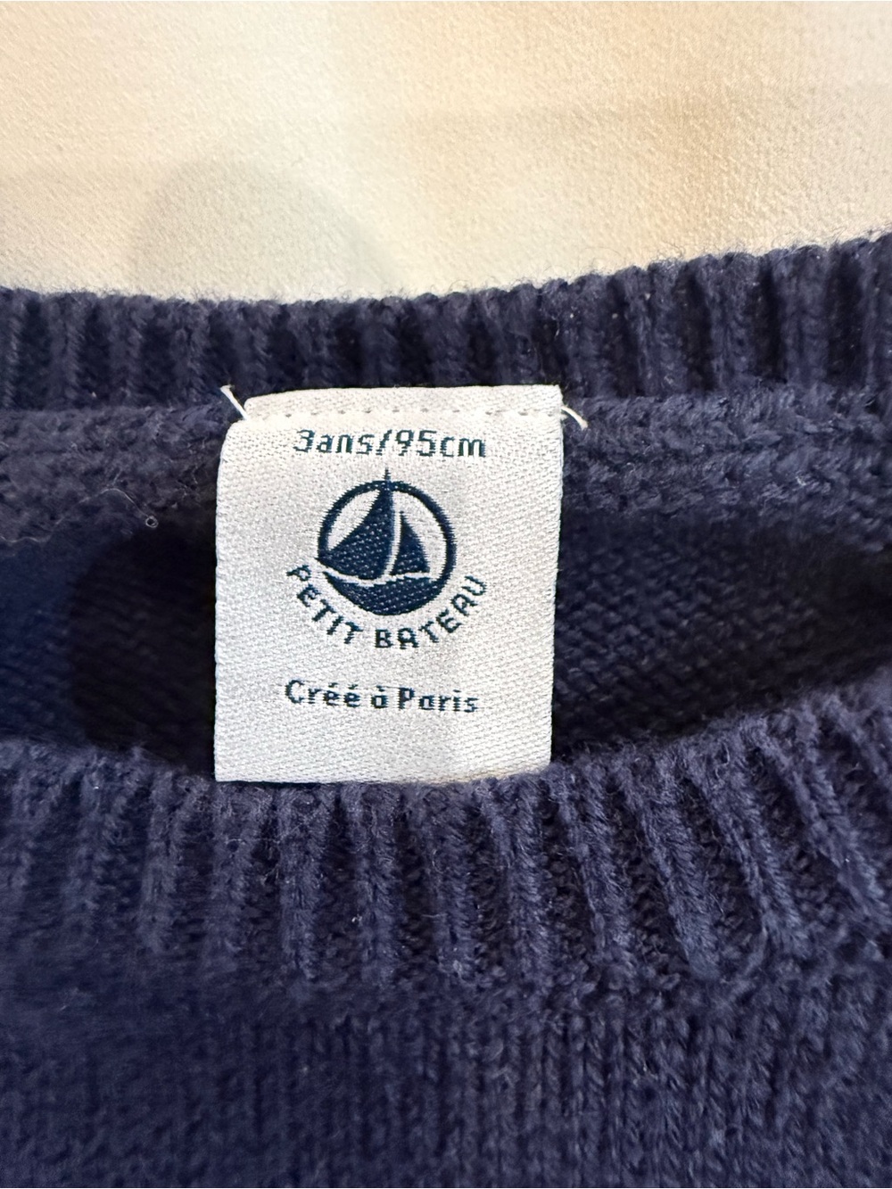 Petit Bateau Navy Cotton Sweater with Pockets - Picture 3 of 3